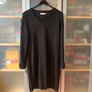 Calvin Klein Black Sweater Dress Cross Sleeve